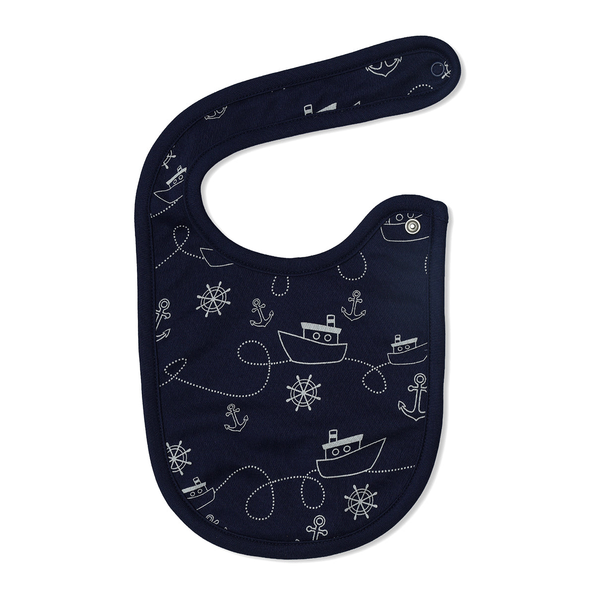 Baby Boys Boat Print And Nautical Print Bibs Pack Of 2, Light Blue And Navy Blue