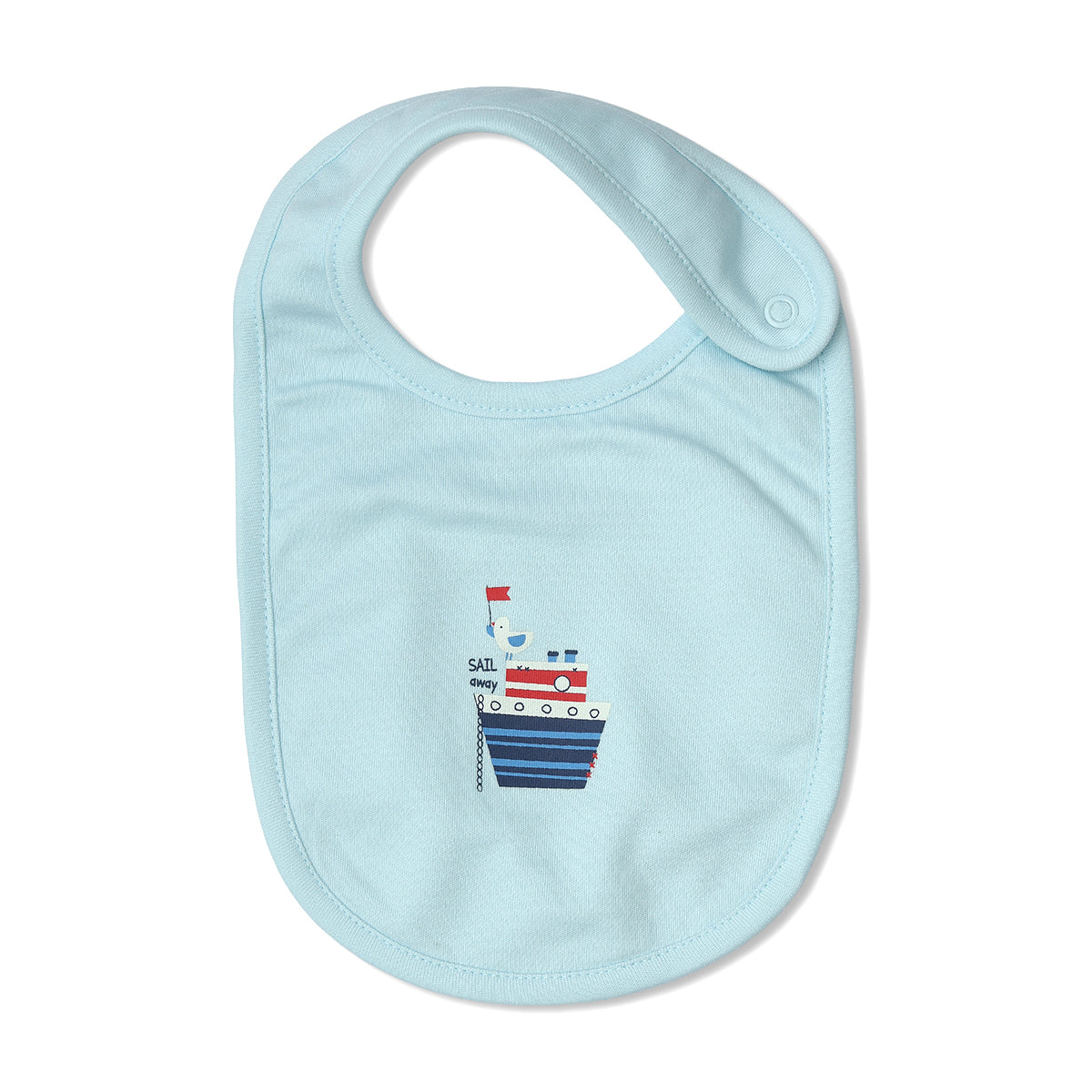 Baby Boys Boat Print And Nautical Print Bibs Pack Of 2, Light Blue And Navy Blue