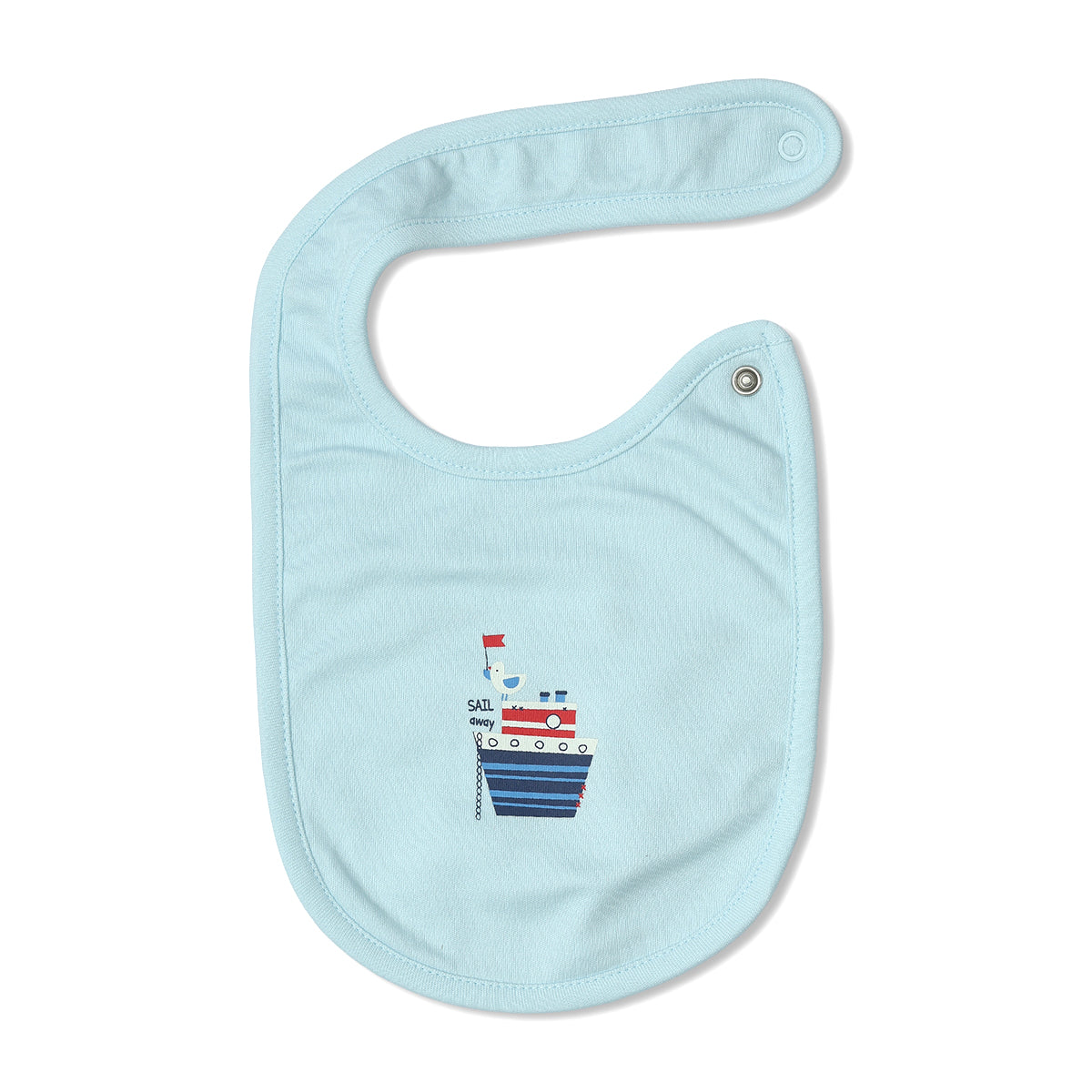 Baby Boys Boat Print And Nautical Print Bibs Pack Of 2, Light Blue And Navy Blue