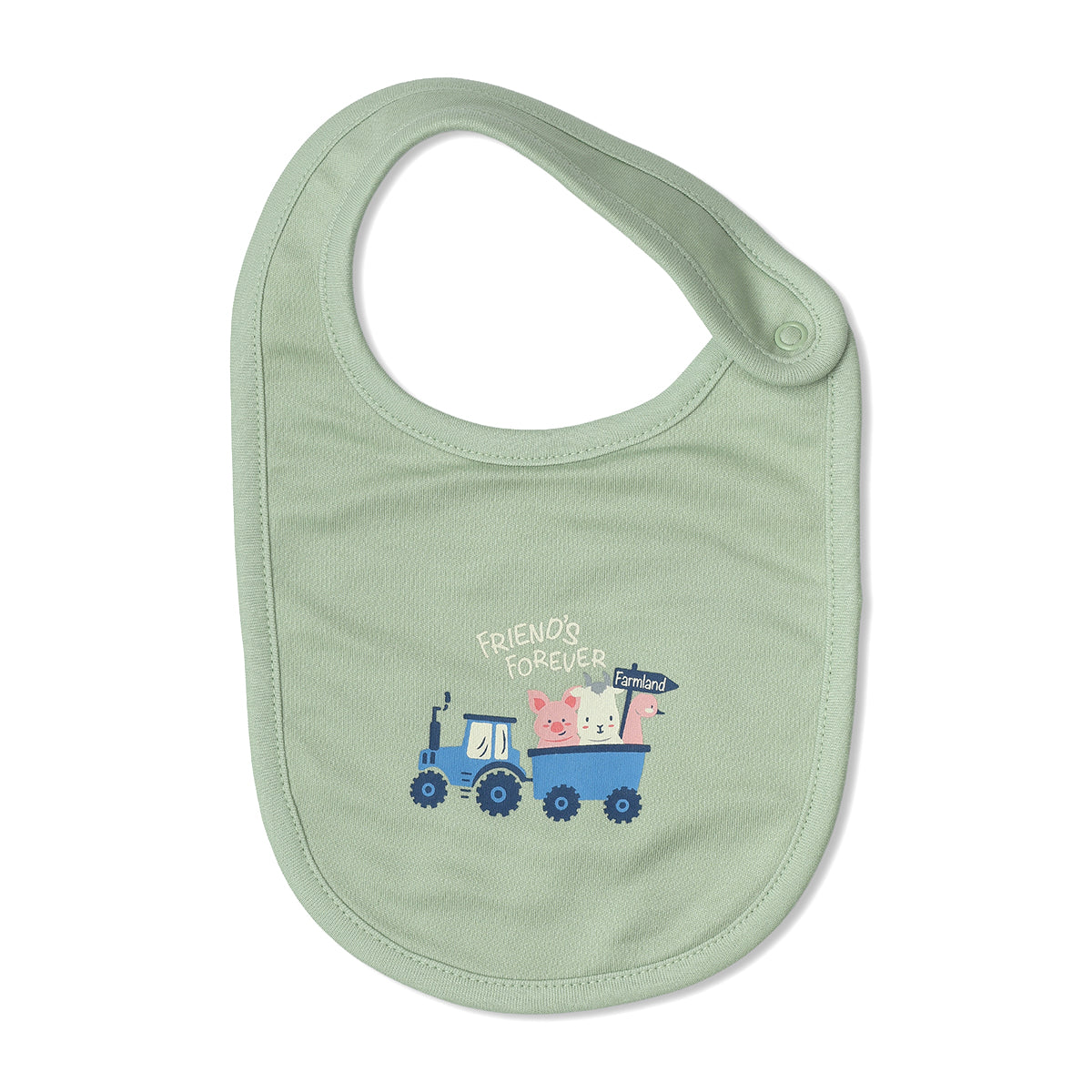 Baby Boys Tractor Print And Farm Print Bibs Pack Of 2, Cream And Green