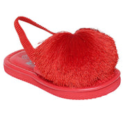 Baby Girls Red Synthetic Sandals Pack of 1 Fringe Detail Party Wear