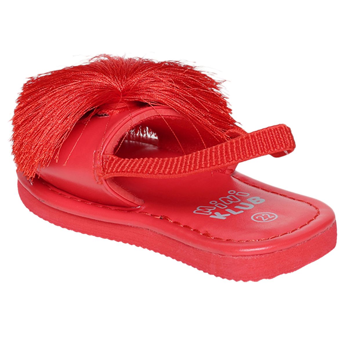 Baby Girls Red Synthetic Sandals Pack of 1 Fringe Detail Party Wear