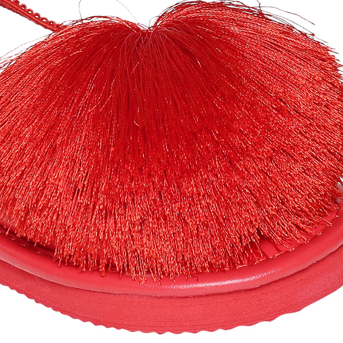 Baby Girls Red Synthetic Sandals Pack of 1 Fringe Detail Party Wear