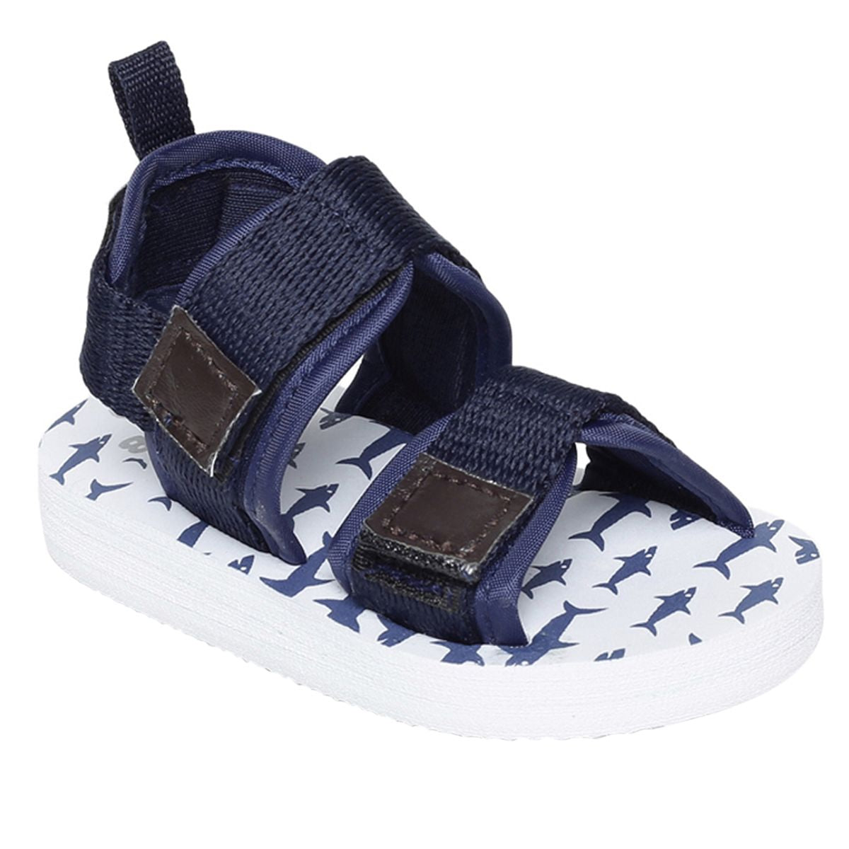 Baby Boys Navy Blue Textile Sandals Pack of 1 Shark Printed Casual Wear