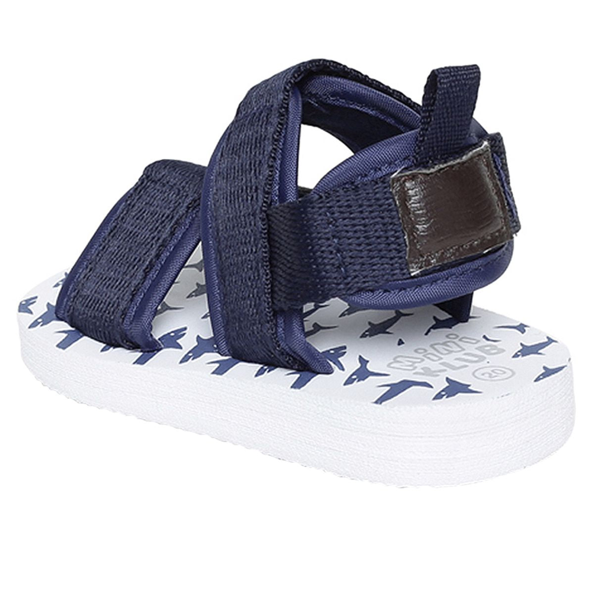 Baby Boys Navy Blue Textile Sandals Pack of 1 Shark Printed Casual Wear