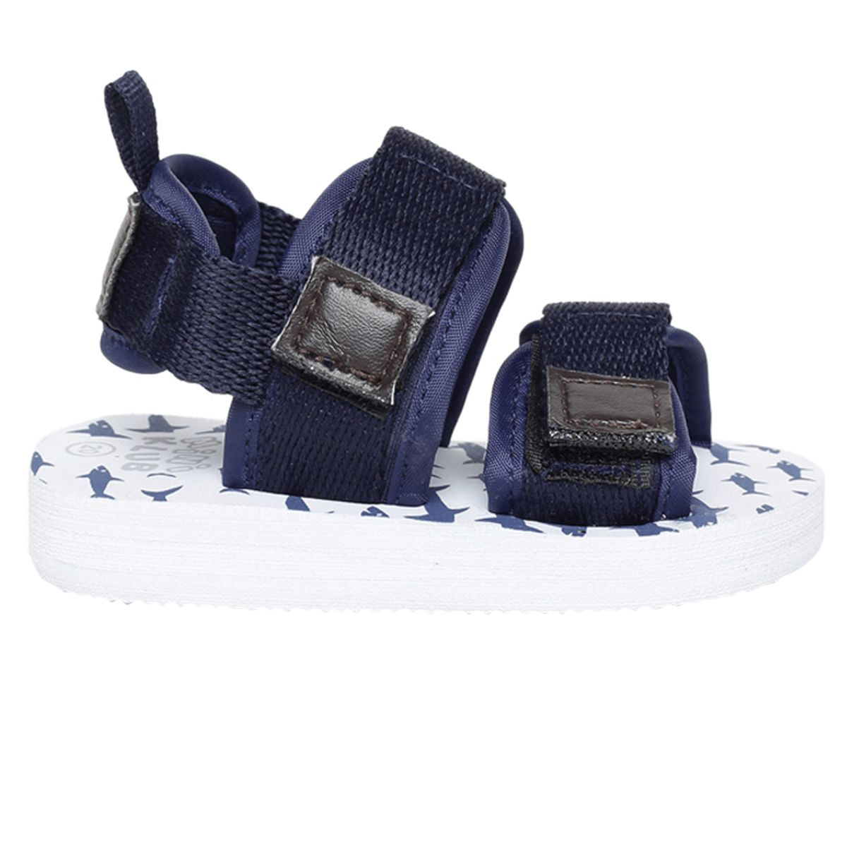 Baby Boys Navy Blue Textile Sandals Pack of 1 Shark Printed Casual Wear