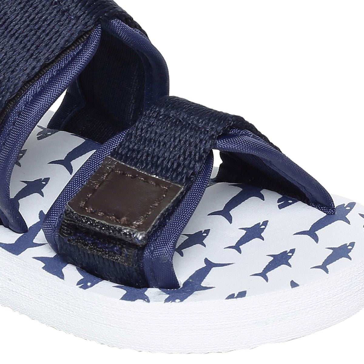 Baby Boys Navy Blue Textile Sandals Pack of 1 Shark Printed Casual Wear