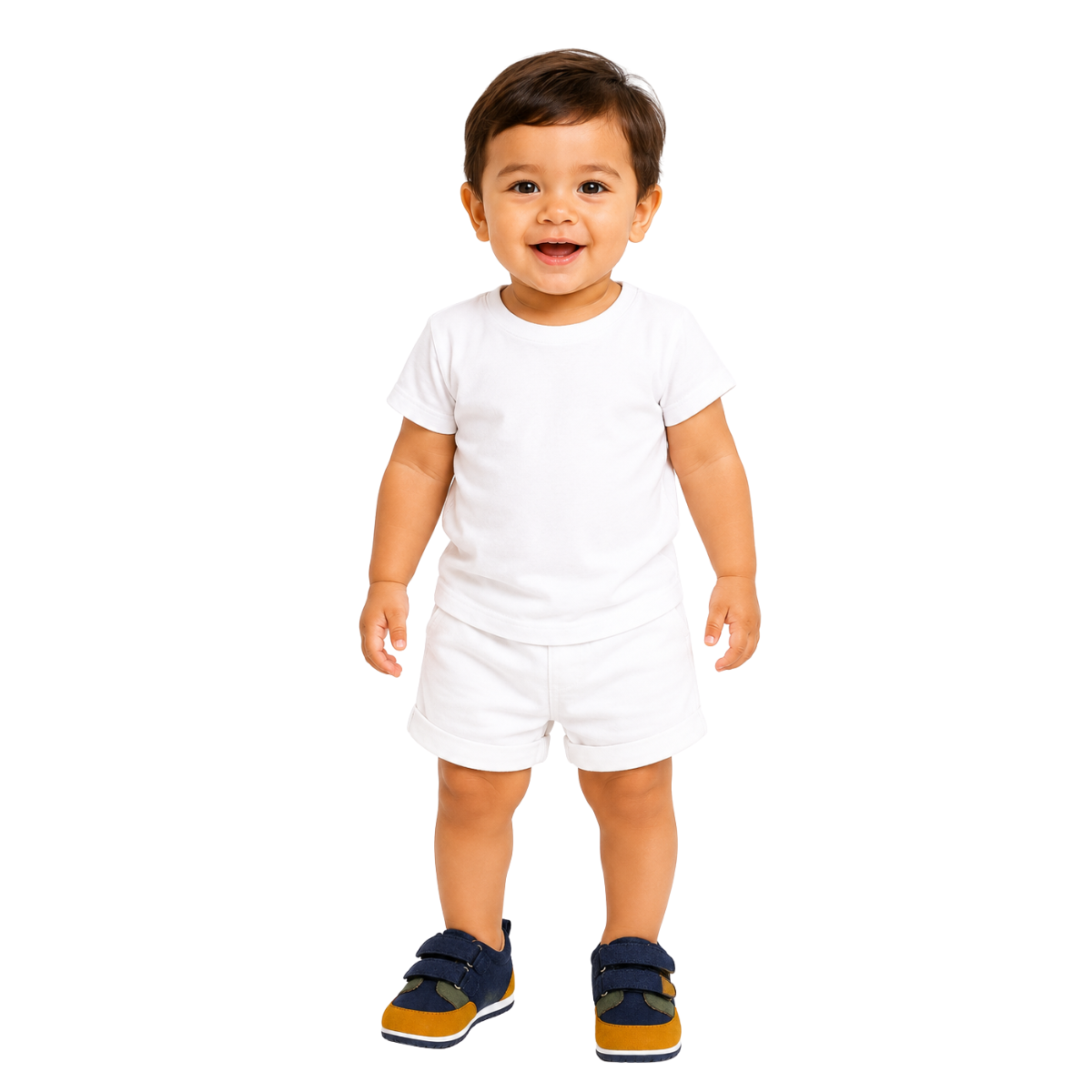 Baby Boys Navy Blue And Mustard Colour Block Casual Shoes With Velcro Closure Pack Of 1 Pair