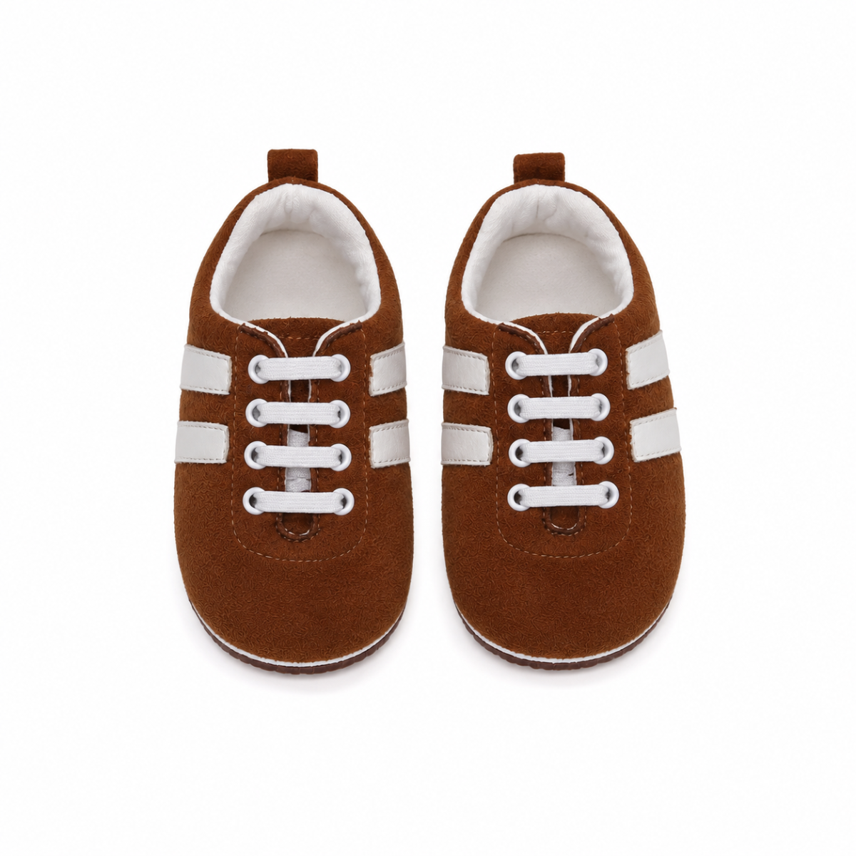 Baby Boys Brown And White Textured Casual Shoes With Elastic Lace-Up Closure Pack Of 1 Pair