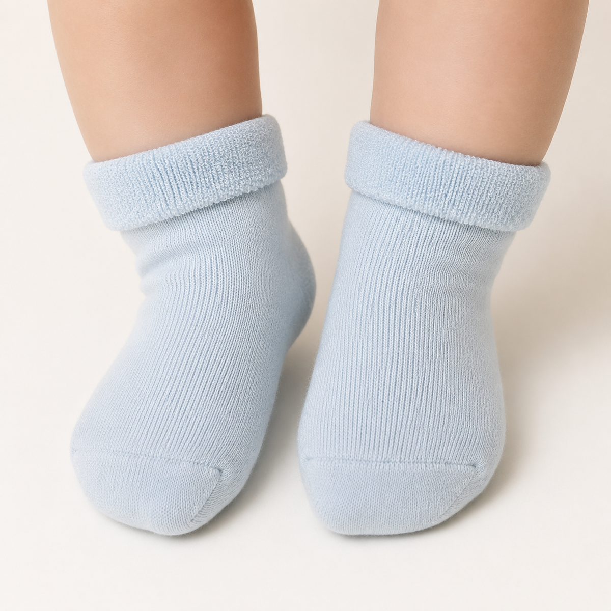 Baby Boys Beige White Navy Blue Cream And Light Blue Cotton Blend Solid Socks Pack Of 5 Casual Wear