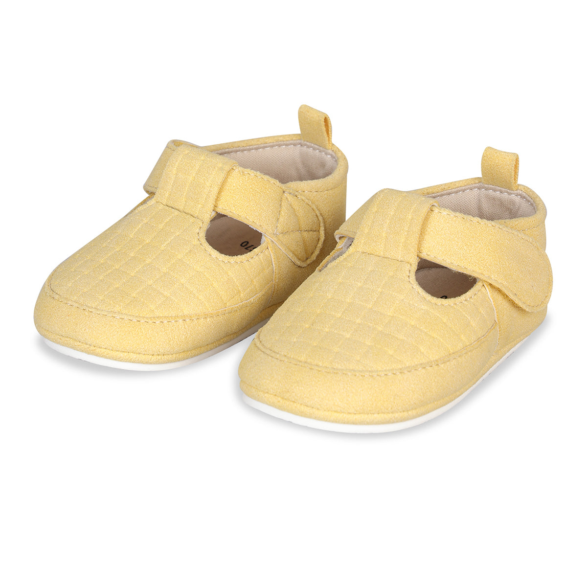 Baby Boys Textured T-Strap Booties, Yellow