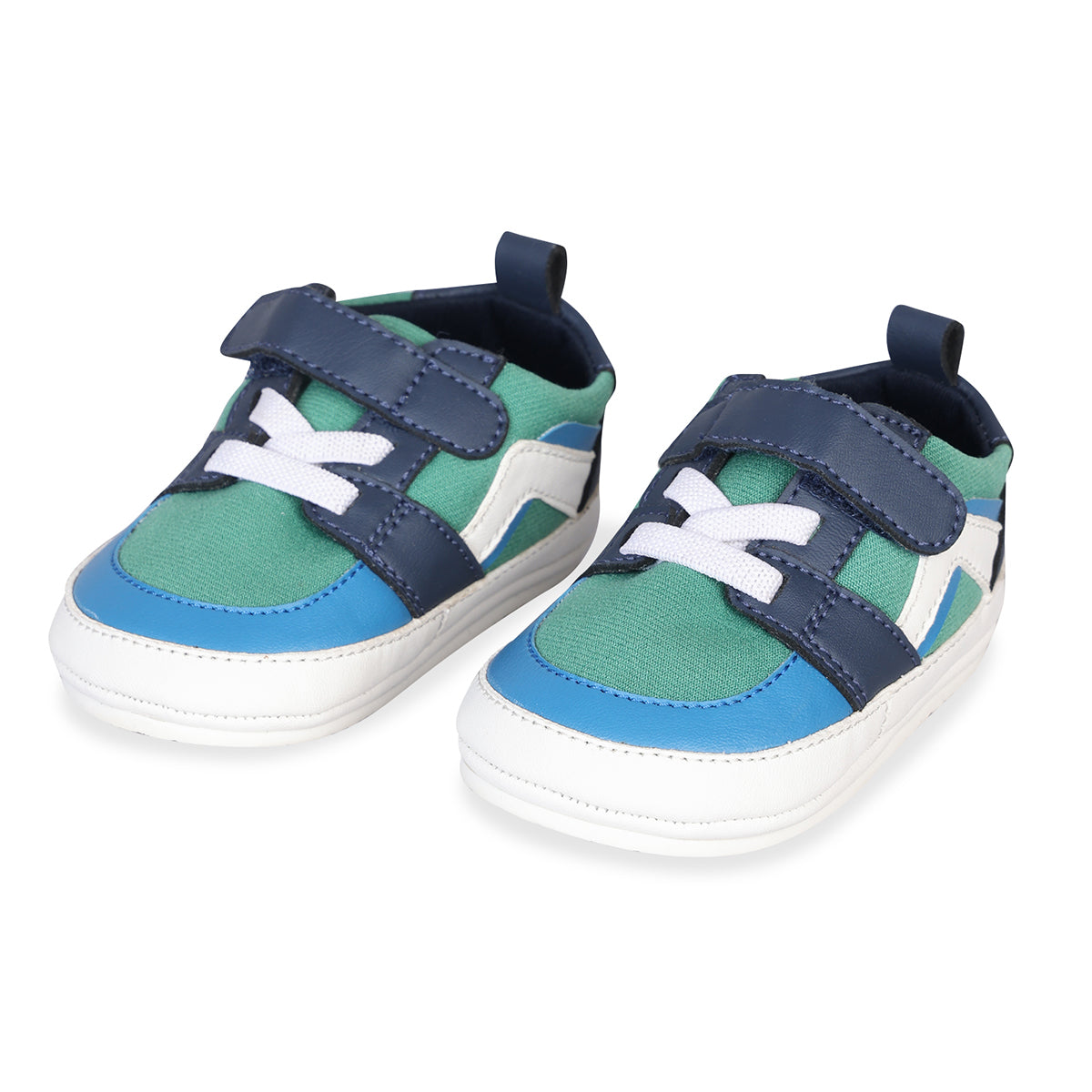 Baby Boys Colourblocked Casual Shoes, Green Blue and White