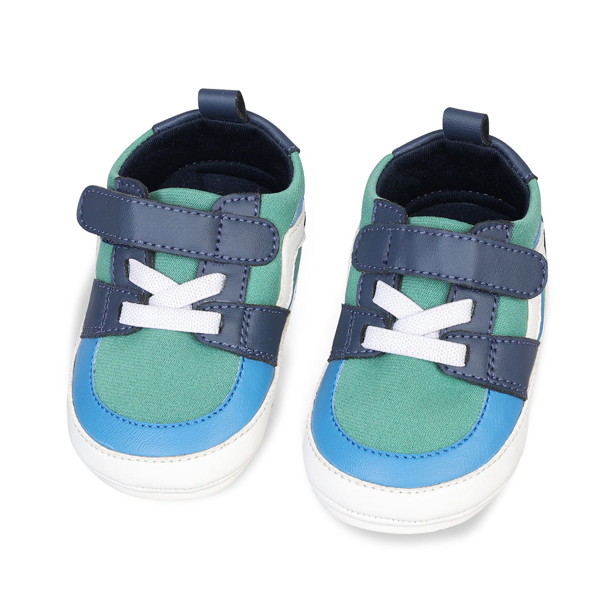 Baby Boys Colourblocked Casual Shoes, Green Blue and White
