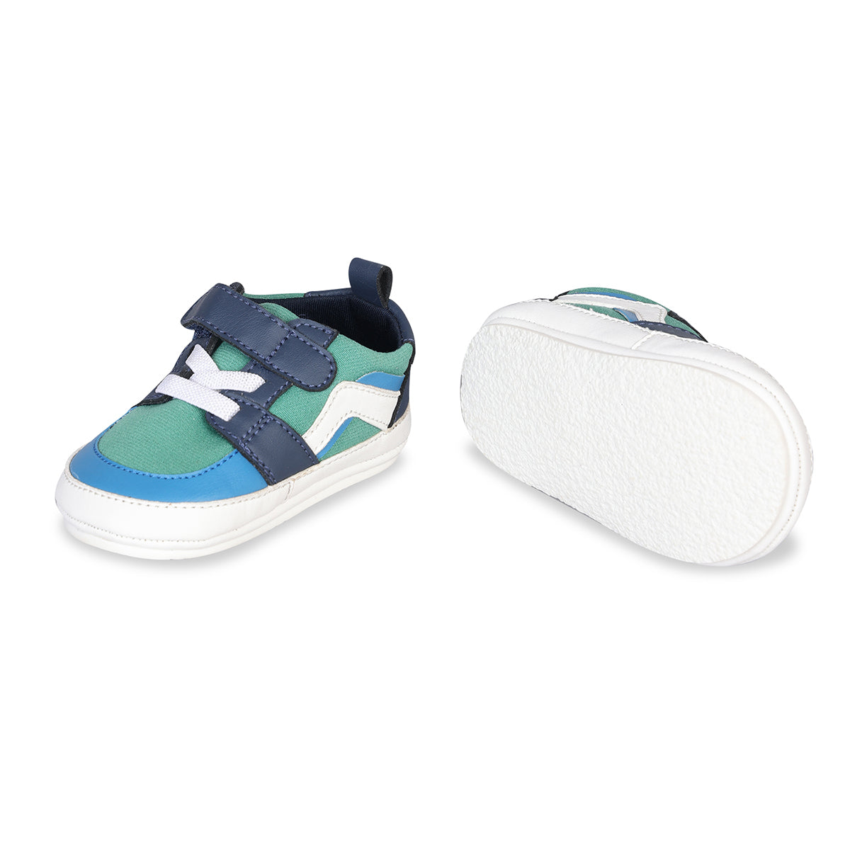Baby Boys Colourblocked Casual Shoes, Green Blue and White