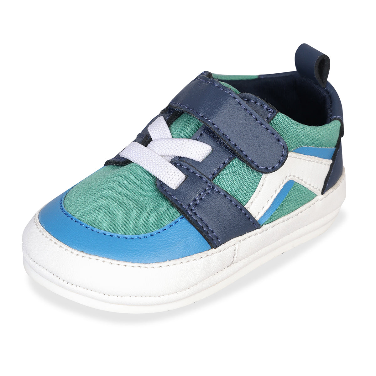 Baby Boys Colourblocked Casual Shoes, Green Blue and White