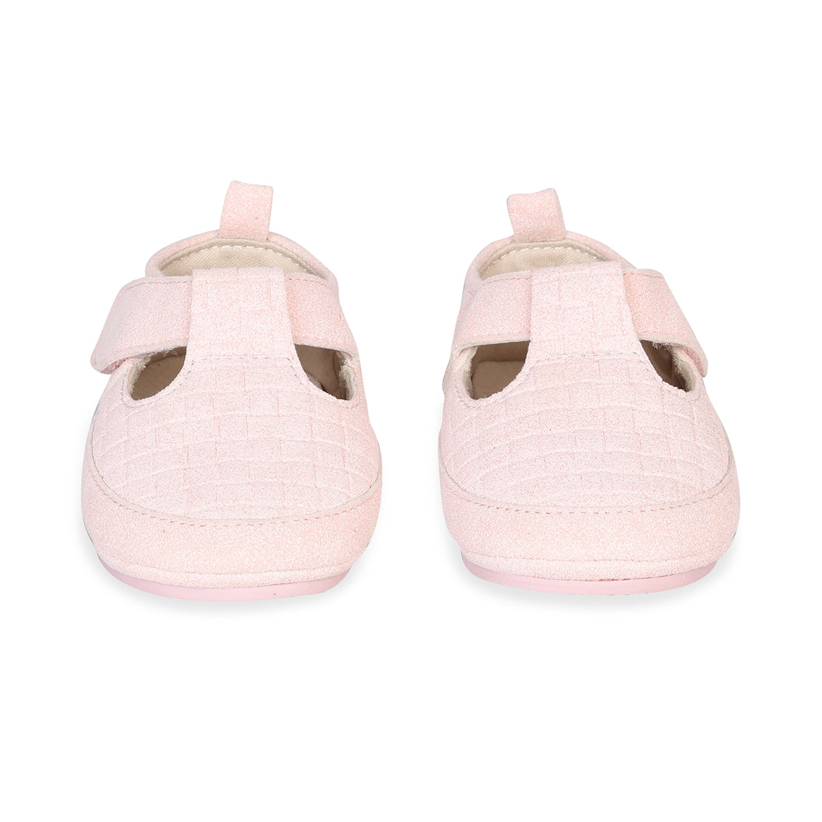 Baby Girls Textured T-Strap Booties, Pink