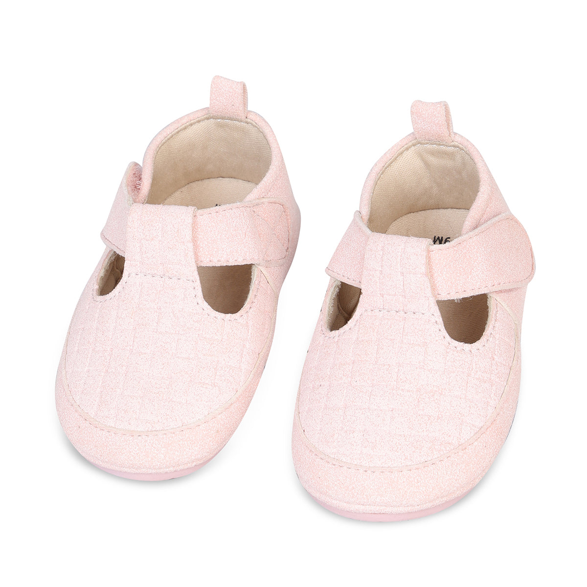Baby Girls Textured T-Strap Booties, Pink