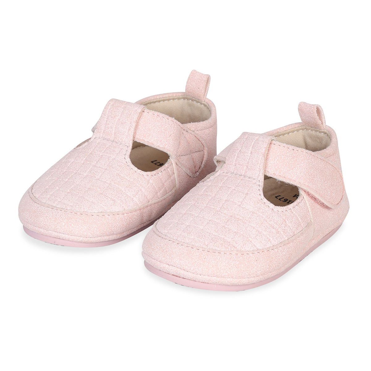 Baby Girls Textured T-Strap Booties, Pink