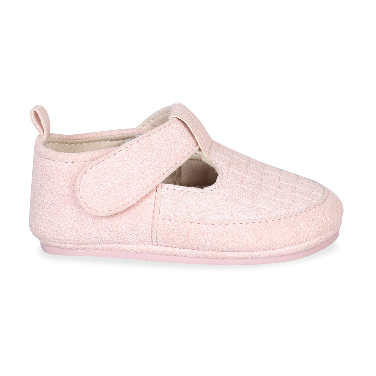 Baby Girls Textured T-Strap Booties, Pink
