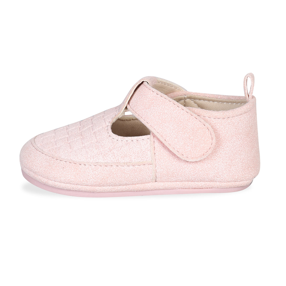 Baby Girls Textured T-Strap Booties, Pink