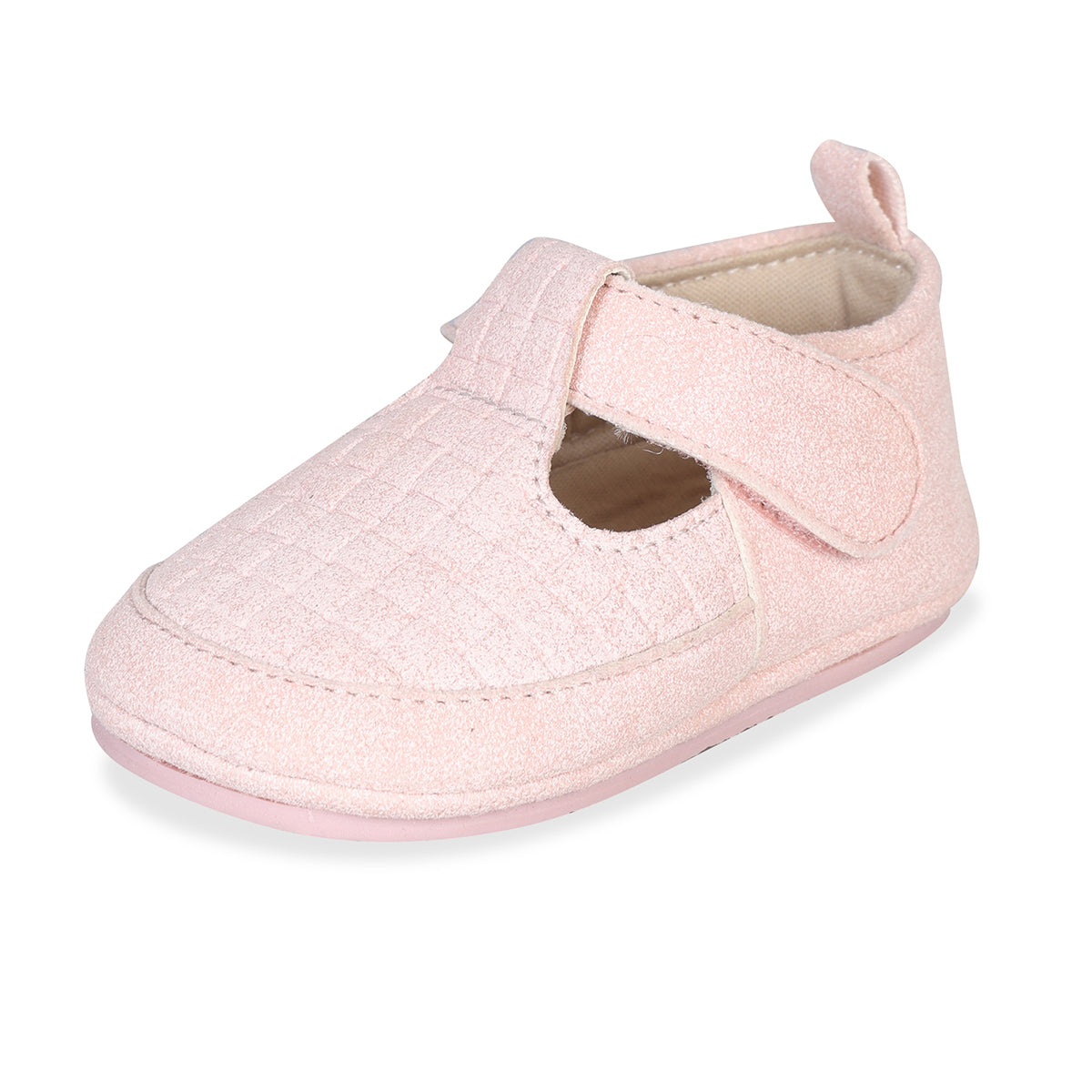 Baby Girls Textured T-Strap Booties, Pink