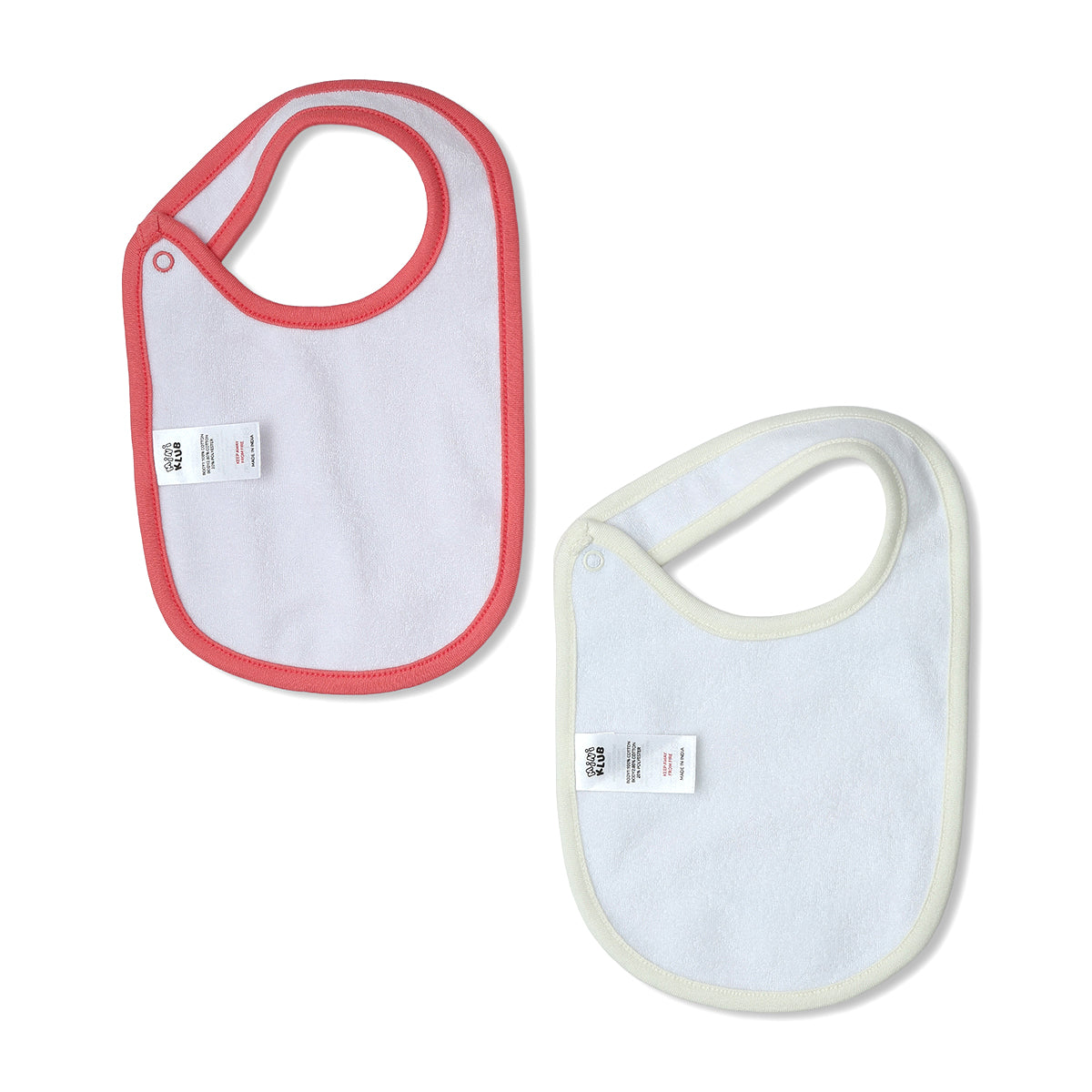 Baby Unisex Sea Print And Beach Print Bib Pack Of 2, Pink And Off White