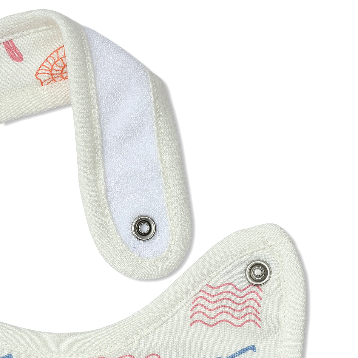 Baby Unisex Sea Print And Beach Print Bib Pack Of 2, Pink And Off White