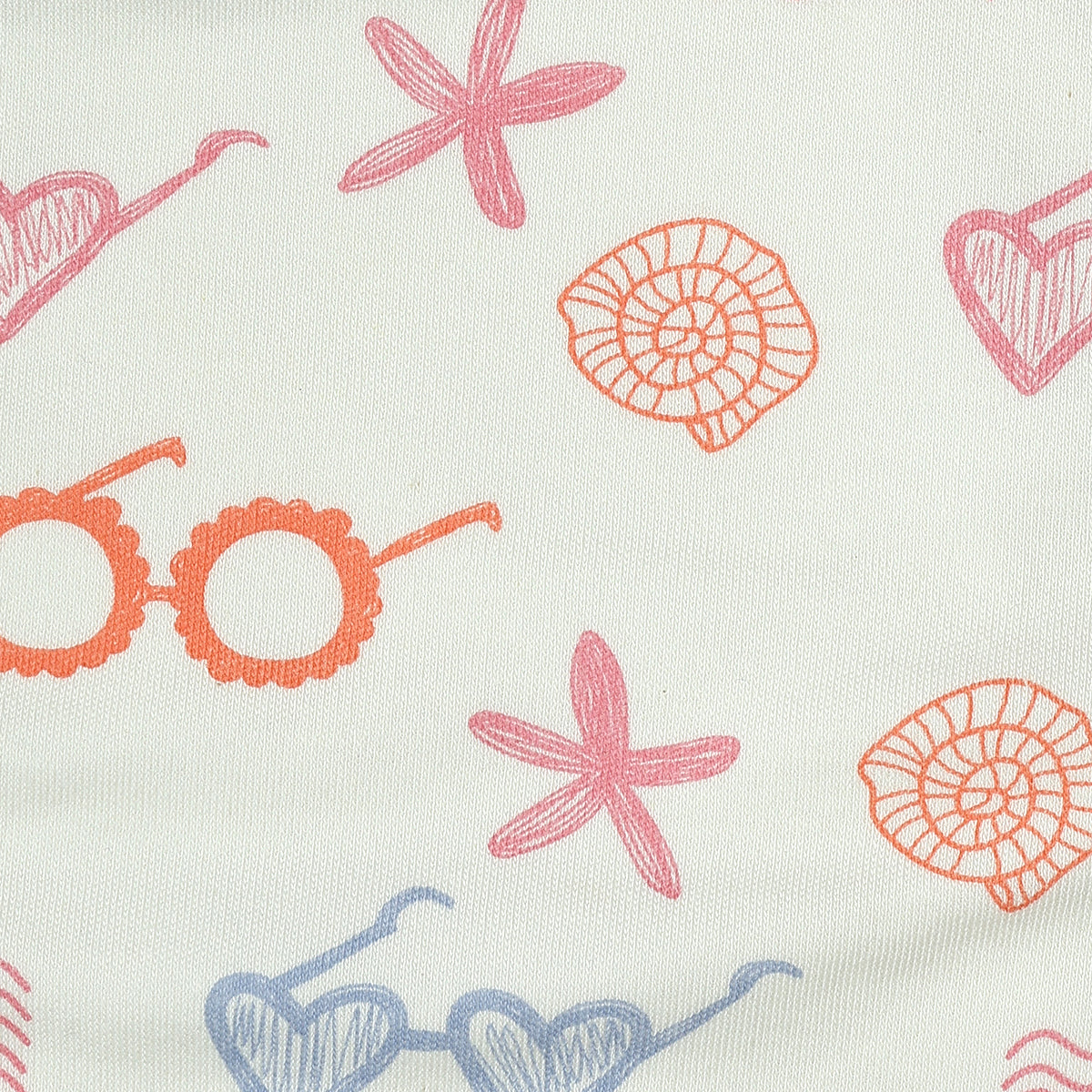 Baby Unisex Sea Print And Beach Print Bib Pack Of 2, Pink And Off White