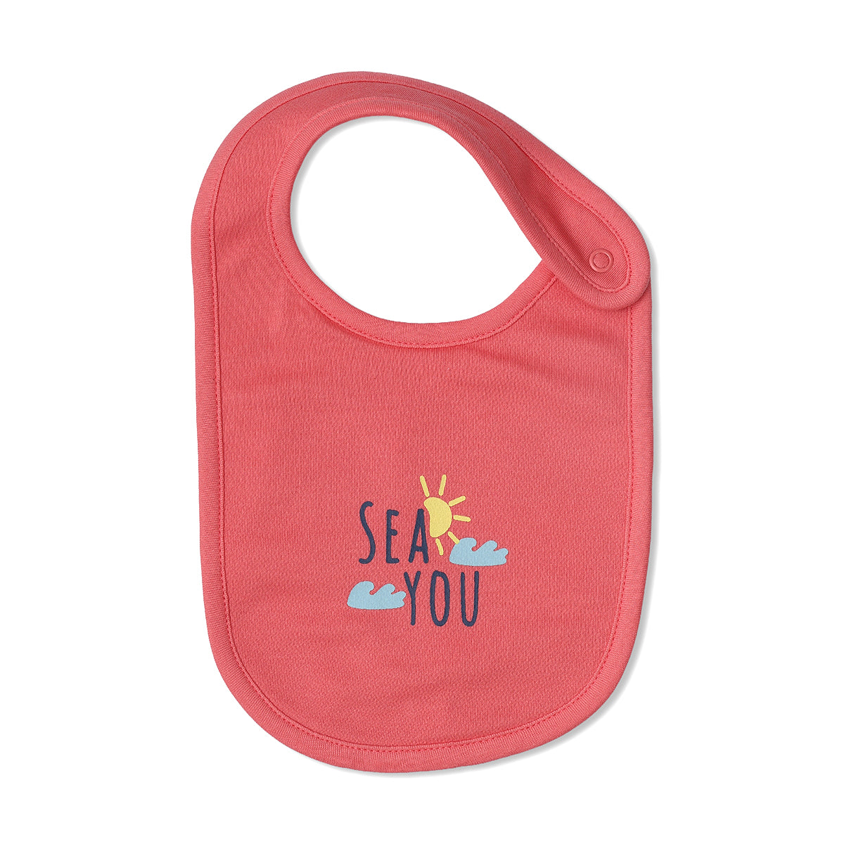 Baby Unisex Sea Print And Beach Print Bib Pack Of 2, Pink And Off White