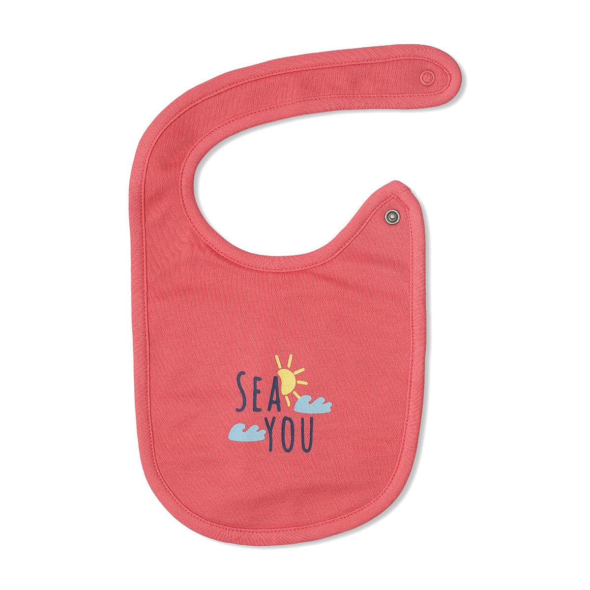 Baby Unisex Sea Print And Beach Print Bib Pack Of 2, Pink And Off White