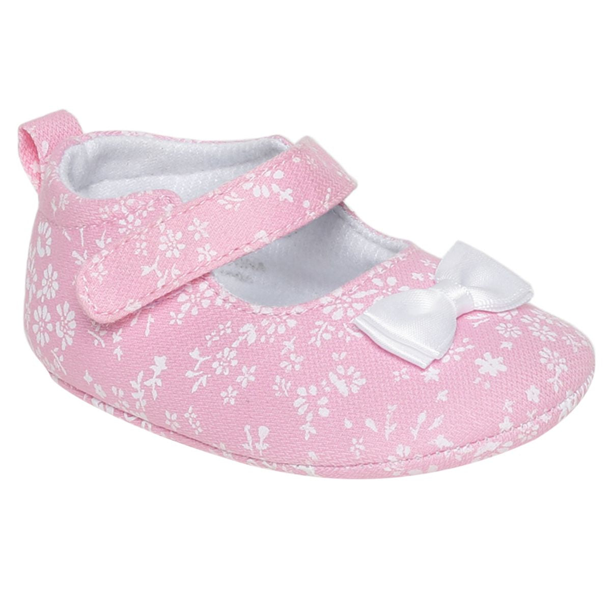 Baby Girls Pink Cotton Mary Jane Shoes Pack of 1 Floral Printed Bow Detail Casual Wear