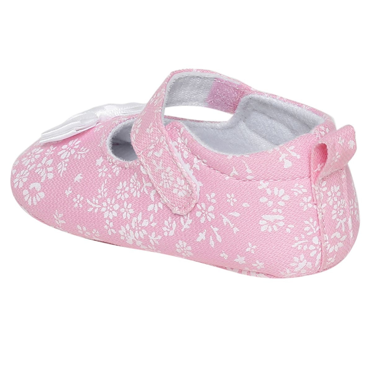 Baby Girls Pink Cotton Mary Jane Shoes Pack of 1 Floral Printed Bow Detail Casual Wear
