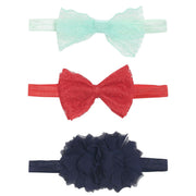 Girls Multicolor Lace Bow and Floral Headband Pack of 3 Hair Accessories
