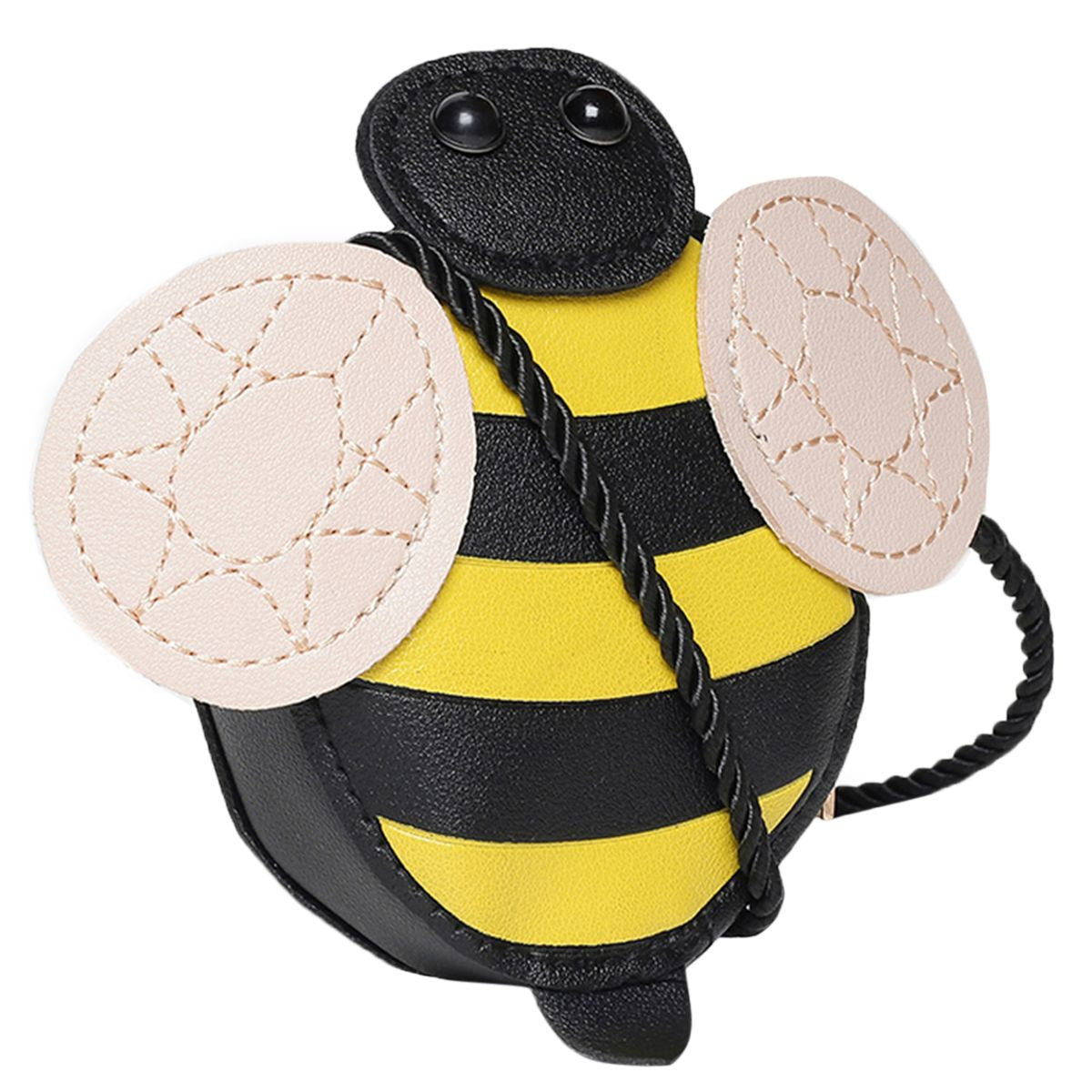 Baby Girls Yellow and Black Synthetic Leather Sling Bag Pack of 1 Bee Design Casual Accessory