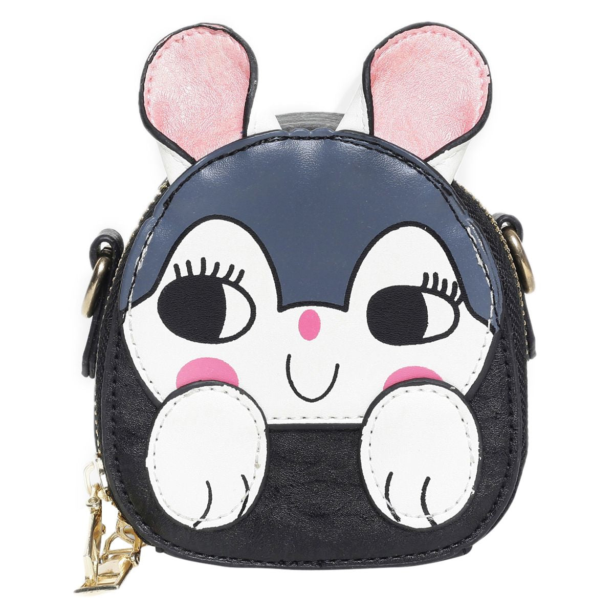 Girls Navy Blue Animal Face Mini Crossbody Coin Purse