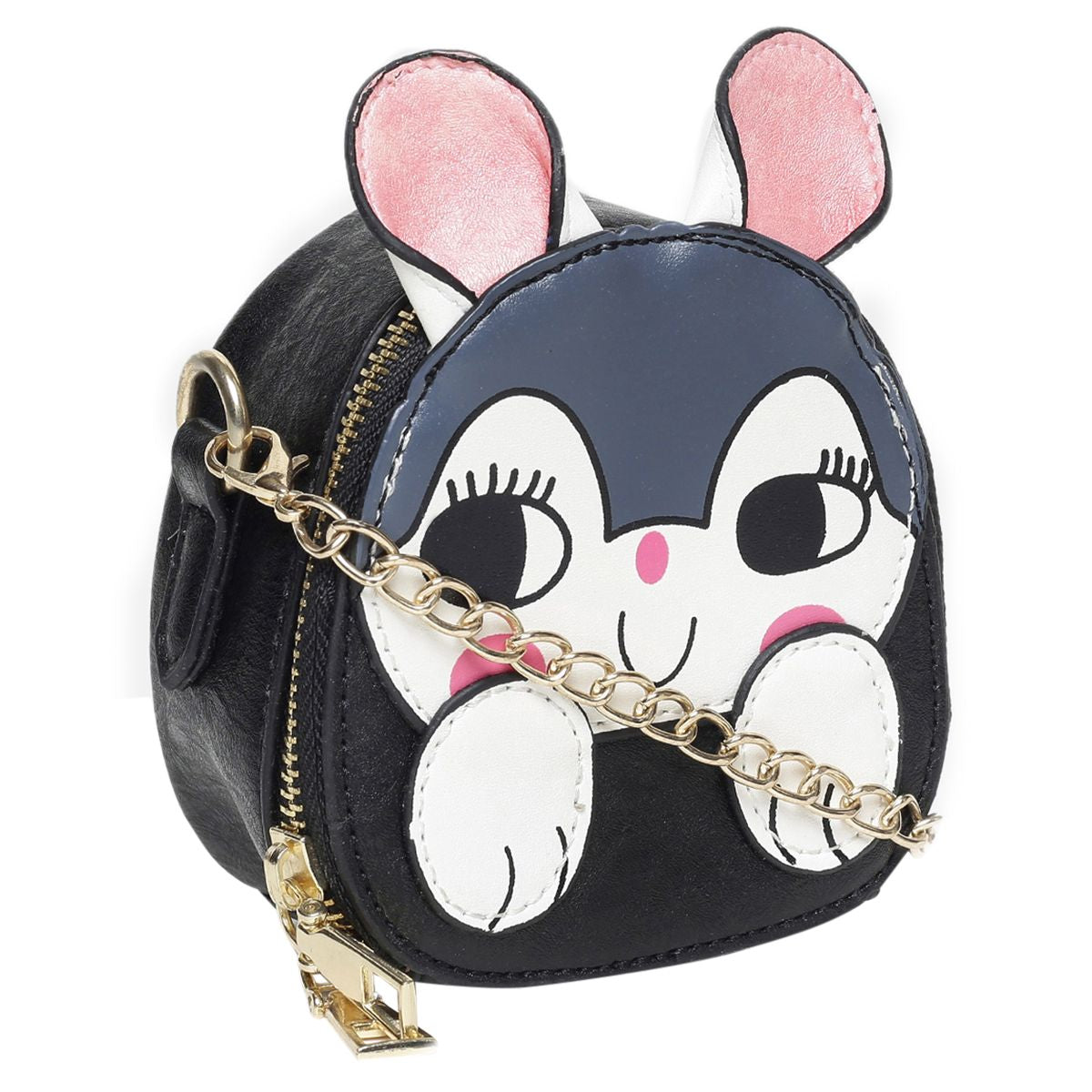 Girls Navy Blue Animal Face Mini Crossbody Coin Purse
