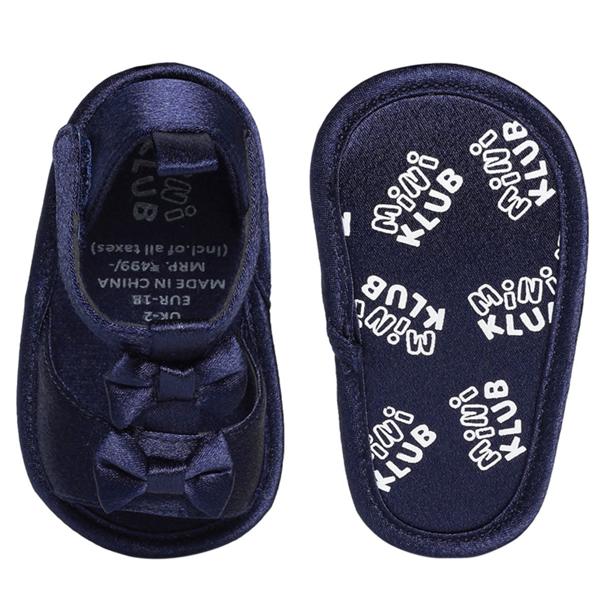 Baby Girls Navy Blue Satin Sandals Pack of 1 Bow Detail Party Wear