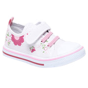 Baby Girls White and Pink Cotton Canvas Sneakers Pack of 1 Floral Printed Casual Wear