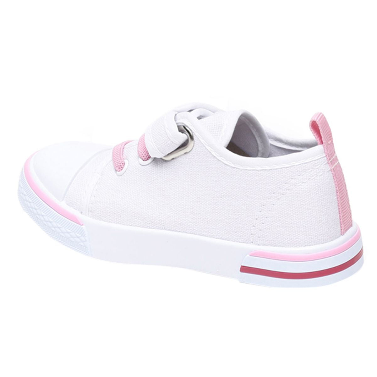Baby Girls White and Pink Cotton Canvas Sneakers Pack of 1 Floral Printed Casual Wear