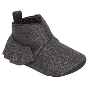 Baby Girls Black Synthetic Leather Booties Pack of 1 Glitter Finish Bow Detail Party Wear