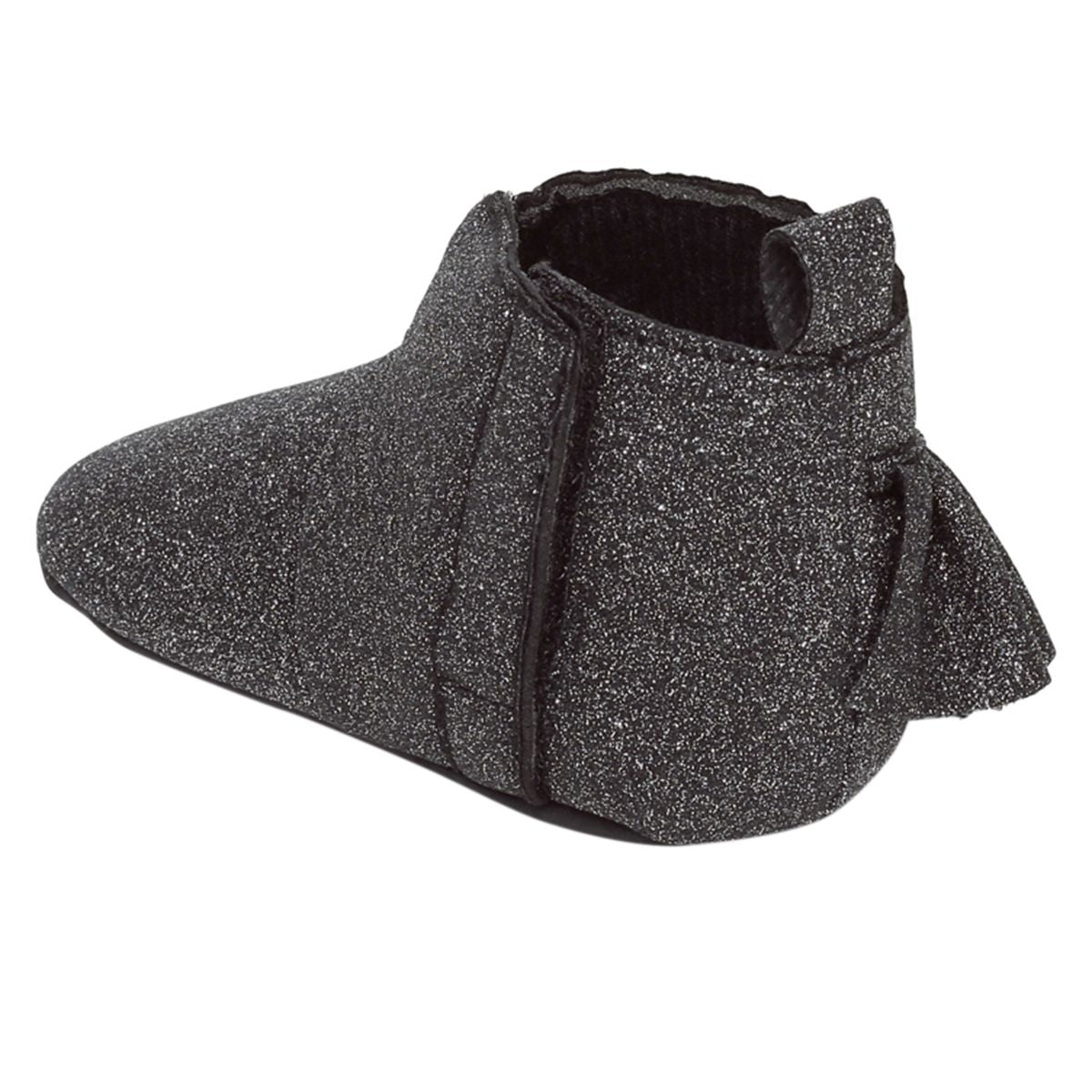 Baby Girls Black Synthetic Leather Booties Pack of 1 Glitter Finish Bow Detail Party Wear