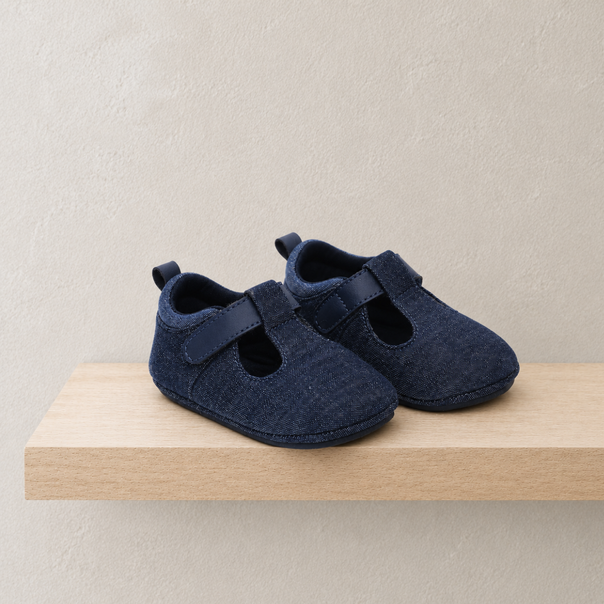 Baby Girls Navy Blue Textured Mary Jane Shoes With Velcro Closure Pack Of 1 Pair