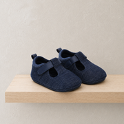 Baby Girls Navy Blue Textured Mary Jane Shoes With Velcro Closure Pack Of 1 Pair