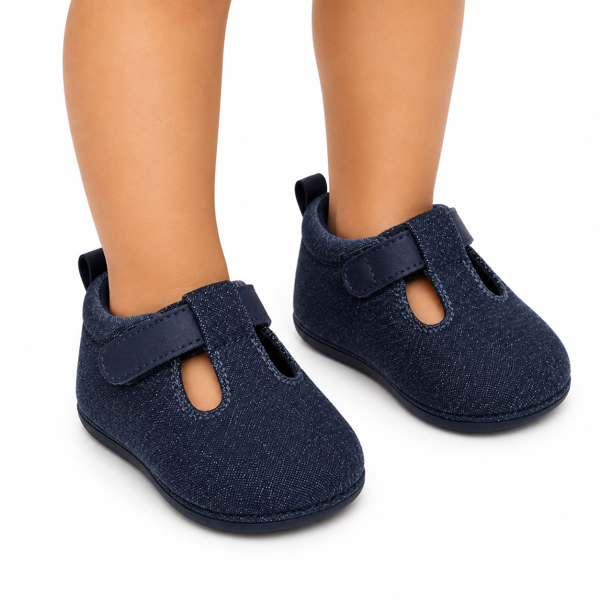 Baby Girls Navy Blue Textured Mary Jane Shoes With Velcro Closure Pack Of 1 Pair