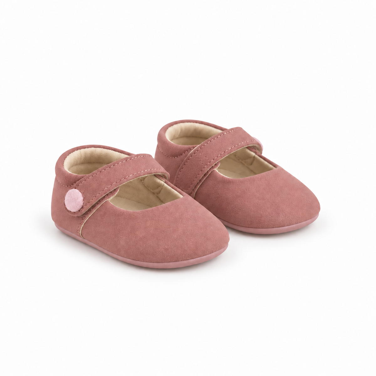 Baby Girls Pink Synthetic Mary Jane Shoes with Hook-and-Loop Closure for Casual Wear