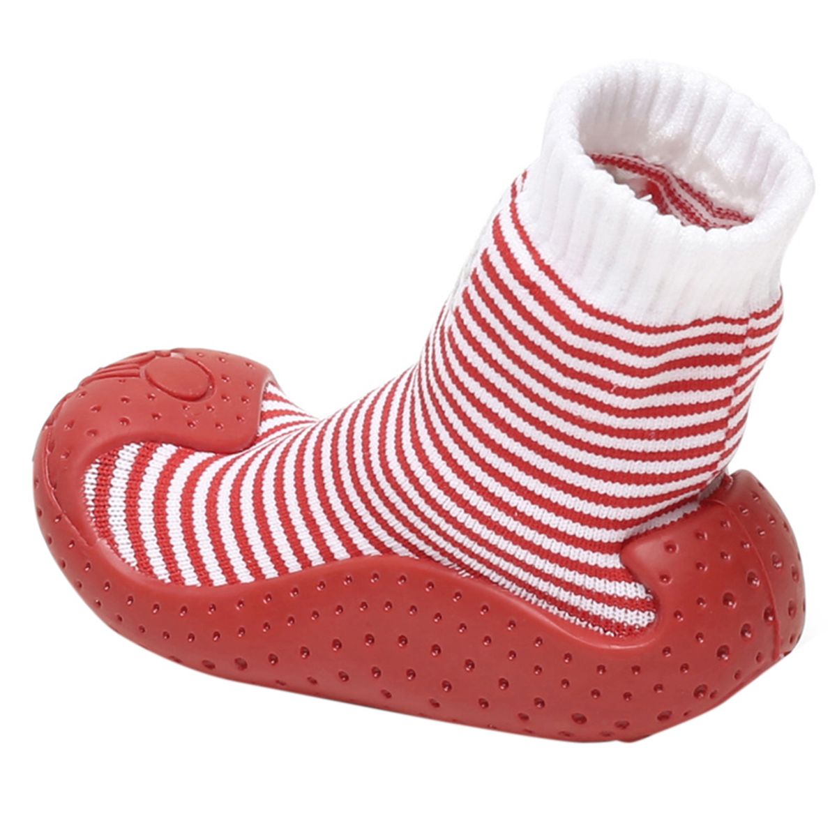 Baby Girls Striped Knit Moccasin Shoes, Red