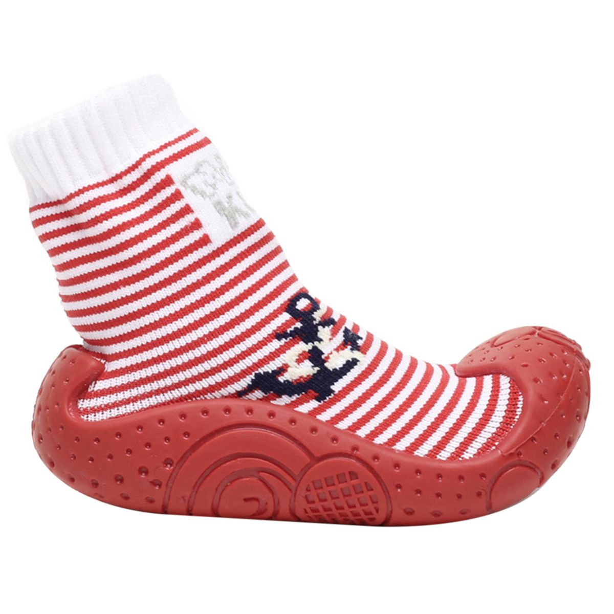 Baby Girls Striped Knit Moccasin Shoes, Red
