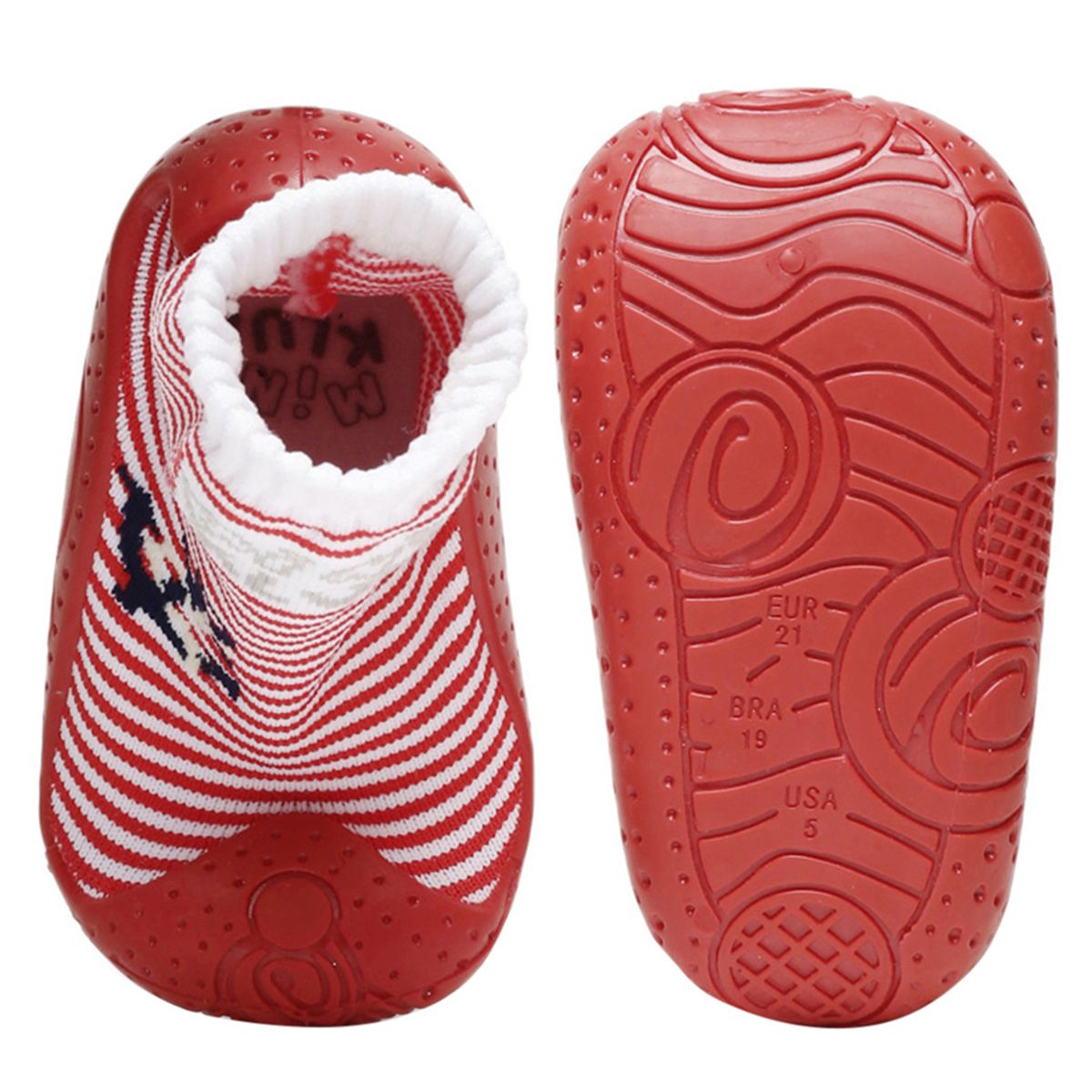 Baby Girls Striped Knit Moccasin Shoes, Red