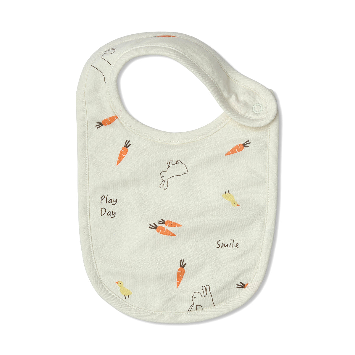 Baby Unisex Printed And Solid Bib Pack Of 2, Cream And Orange