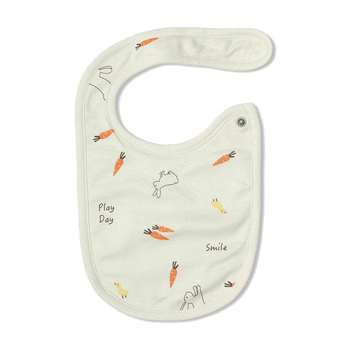 Baby Unisex Printed And Solid Bib Pack Of 2, Cream And Orange